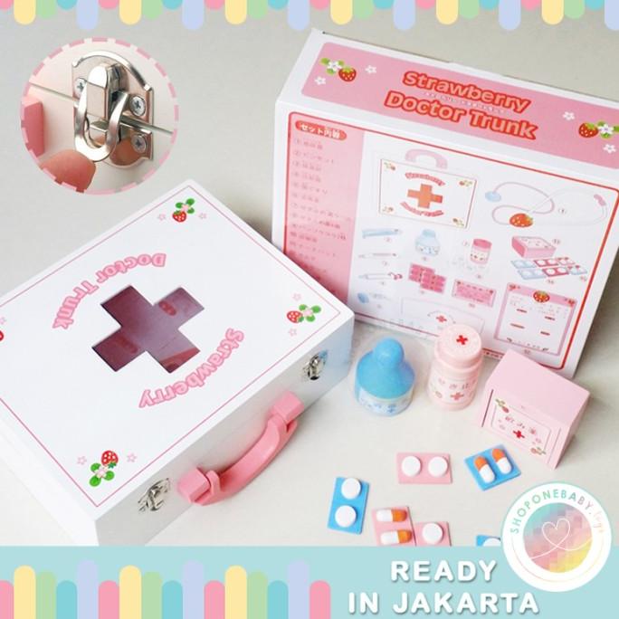 Jkt Strawberry Doctor Trunk Pretend Play Kids Mainan Kayu Anak Dokter