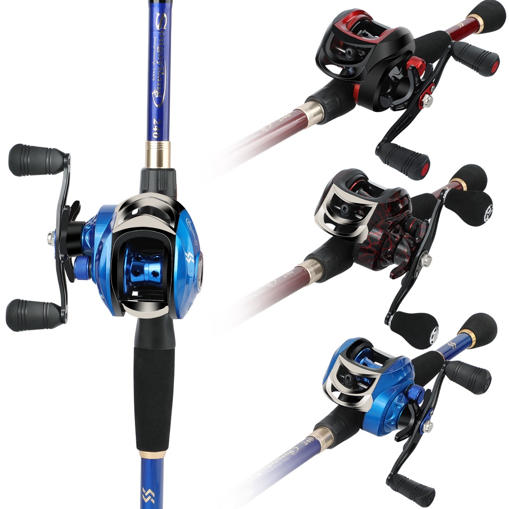 Sougayilang 1.8M-2.4M Fishing rod and reel set Carbon Fiber Casting Rod 18 + 1BB Fishing reel Combo pancingan set lengkap
