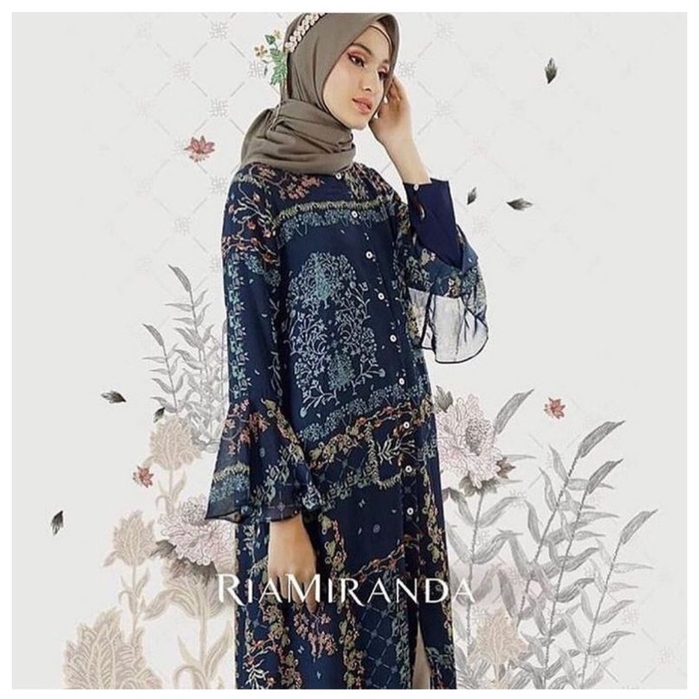 Ria Miranda preloved / gangga long tunik navy preloved size S
