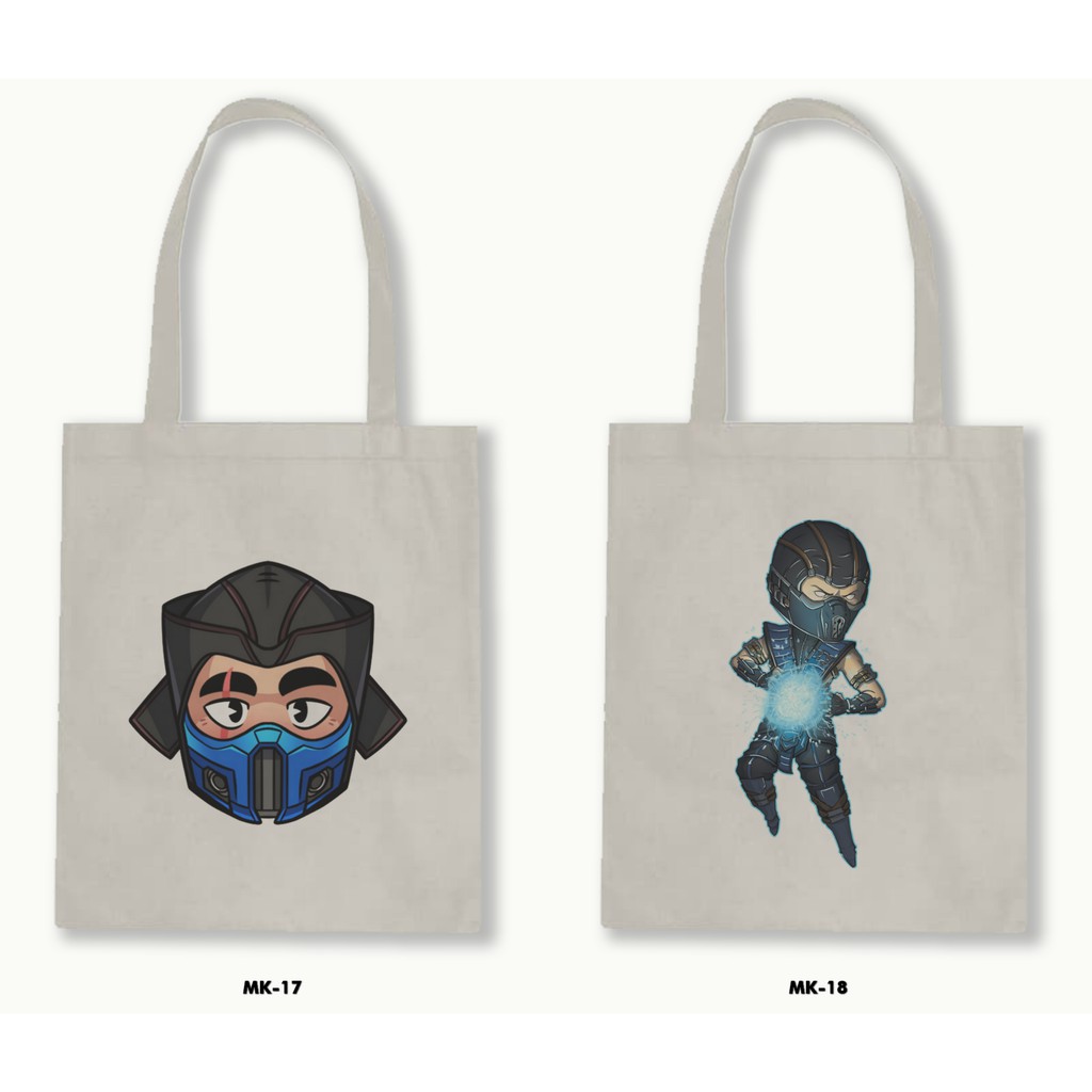 Tas Tote Bag Resleting Kanvas/Blacu  - Mortal Kombat .01