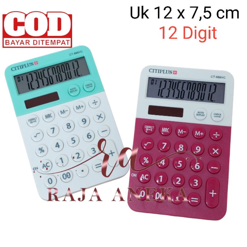 

Calculator Citiplus Kalkulator Citiplus CT 666VC CITIPLUS 666 VC Warna Tosca dan Pink 12 Digit