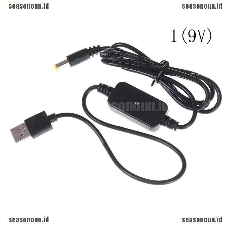 (sea) Kabel Konverter DC-DC USB 5V Ke 9V / 12V Jack 5.5x2.1mm