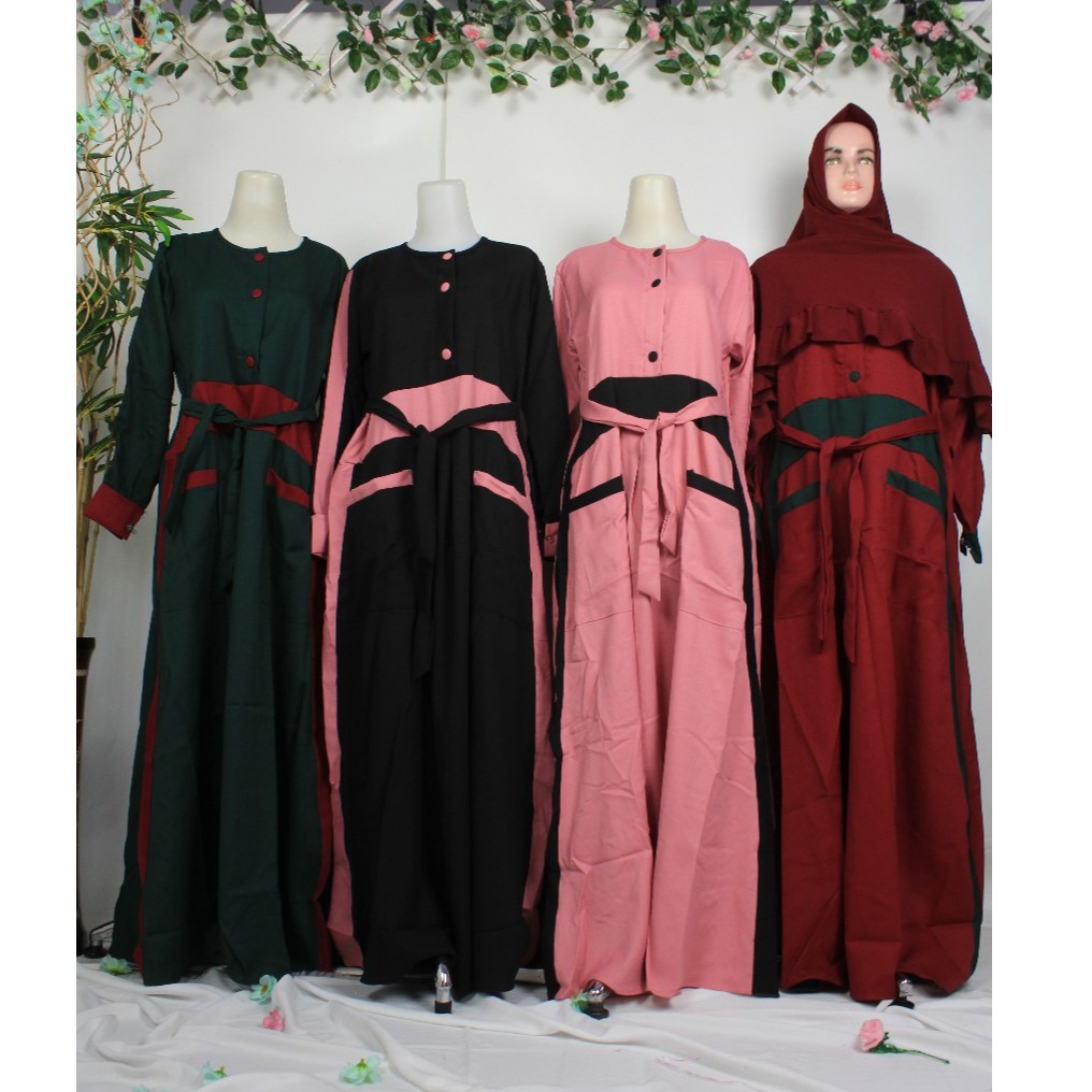 Alisha dress syari gamis Saku depan umbrella Mayung busana muslim wanita muslimah osd oki