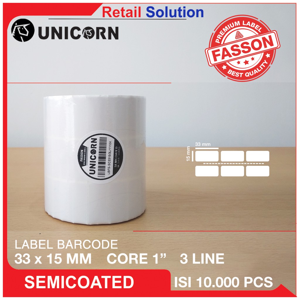 Stiker Label Barcode Semicoat 33x15 mm / 33 x 15 mm / 33x15mm