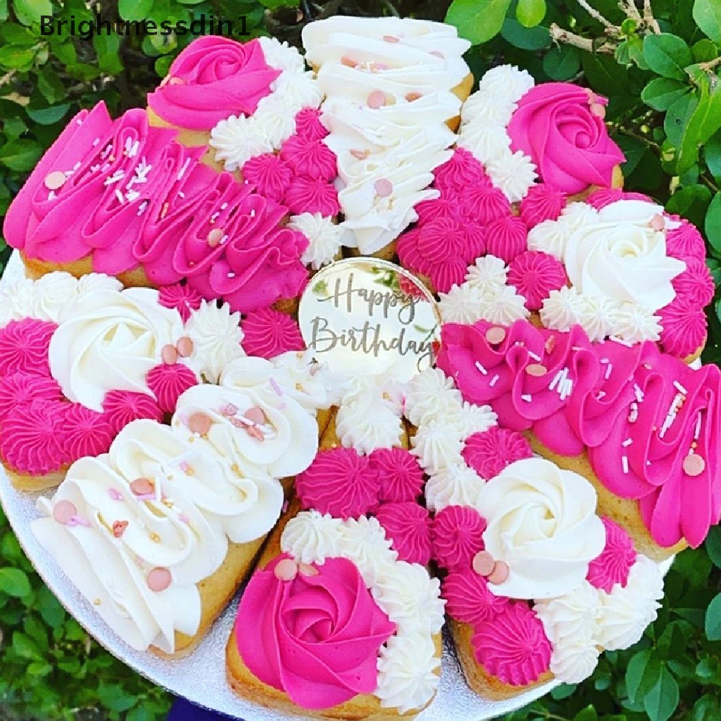 (Brightnessdin1) Hiasan Topper Kue Ulang Tahun Bahan Akrilik Warna Rose Gold