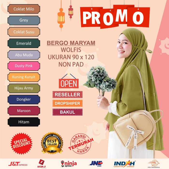 HIJAB BERGO MARYAM JUMBO BERGO MARYAM JUMBO JILBAB BERGO MARYAM  - BRG JMBO GREY