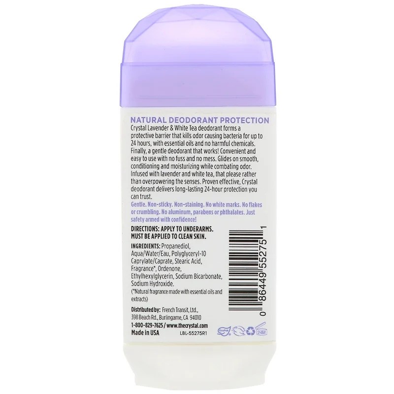 Jual Crystal Body Deodorant, Natural Deodorant, Lavender & White Tea