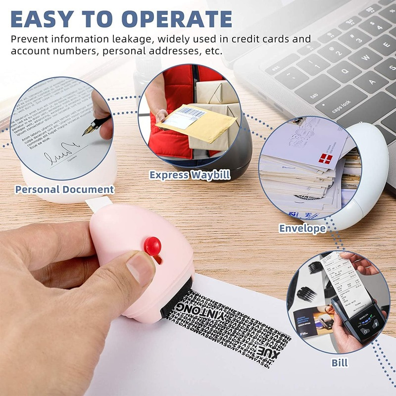 2in1 Wide Roller Identity Secure Stamp Privacy Information Protection Roller with Cutting Tool Opener