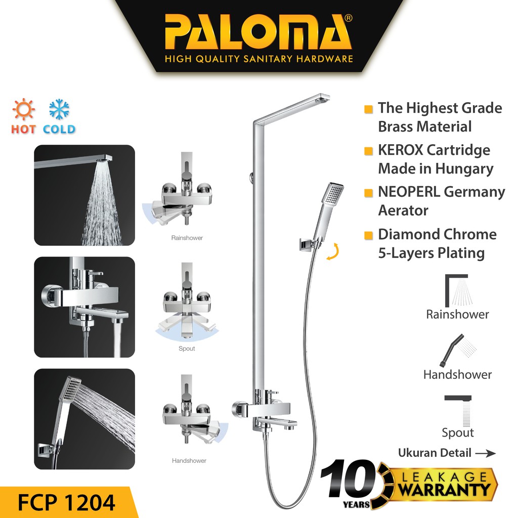 PALOMA FCP 1204 Shower Tiang Set Column Mandi Keran Kran Panas Dingin