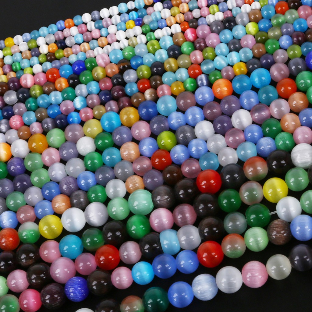 40/50/60100pcs Mixed Color Approx Glass Beads Round Opal Natural Cat Eye Beads For Bracelet Earrings DIY Jewelry Making