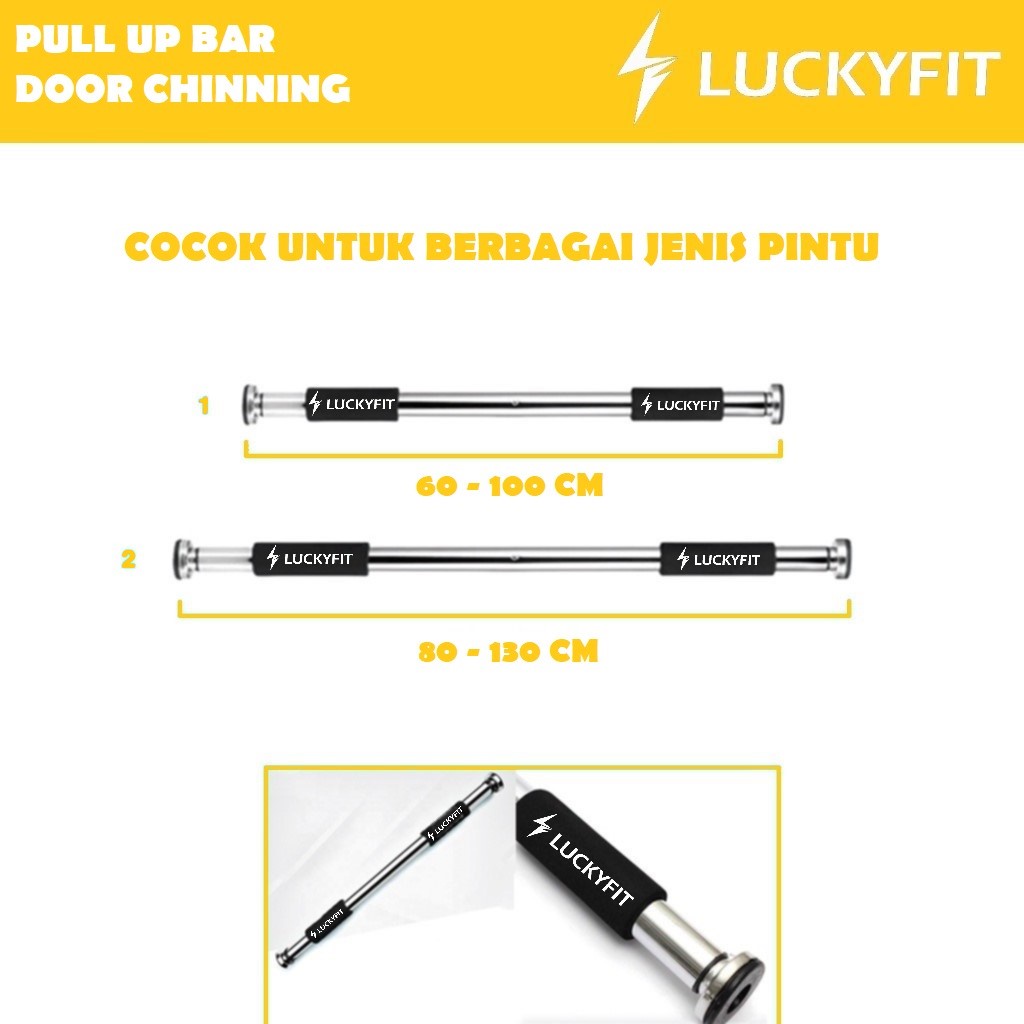 PULL UP BAR DOOR CHINNING LUCKYFIT ALAT FITNESS OLAHRAGA RUMAH Adjustable Chin Up Iron Gym Doorway