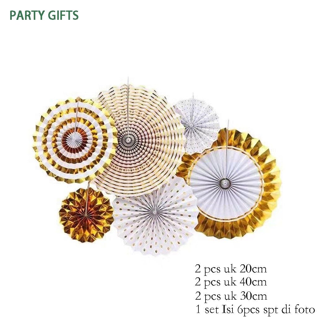 

PaperFan Flower / Paper Fan Bunga Kertas Gold / Paper Fan Rose Gold set 6pcs