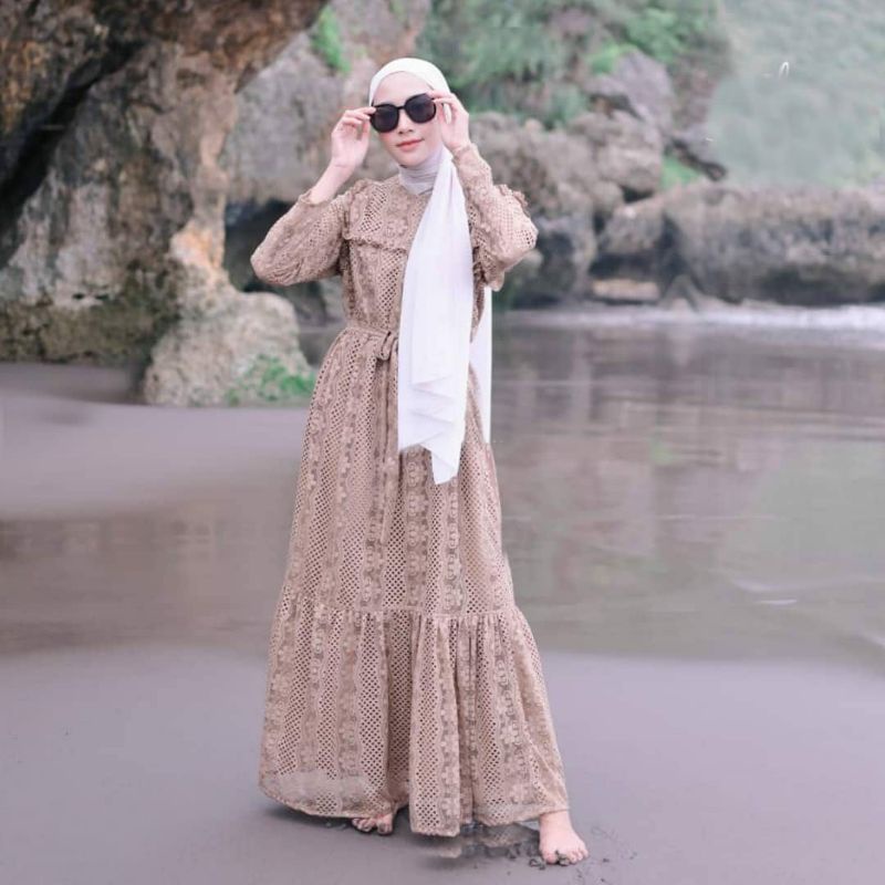 GAMIS BROKAT CLASSIC DRESS BAJU PESTA MAXI DRESS BUSUI GAMIS KONDANGAN