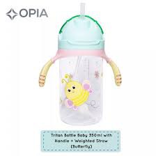 OPIA Tritan Bottle Baby 350ml BUTTERFLY - Weighted Straw Handle Bottle