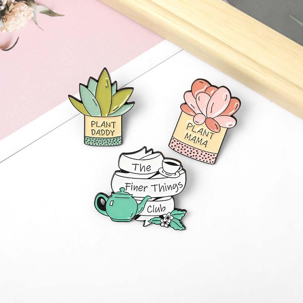 Mxbeauty Bros Tanaman Lucu Kartun Taman Kecil Aksesoris Perhiasan Berkebun Lencana Lencana Pin Kerah Pin Enamel Pin