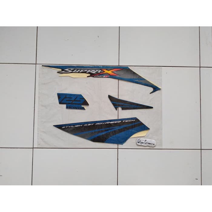 Striping Sticker Lis Supra X 125 2007 2008 Hitam Biru