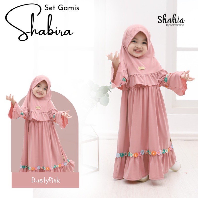 Baju Muslim Anak Perempuan Shabira Set Gamis Shahia FREE HIJAB Baju Bayi Perempuan