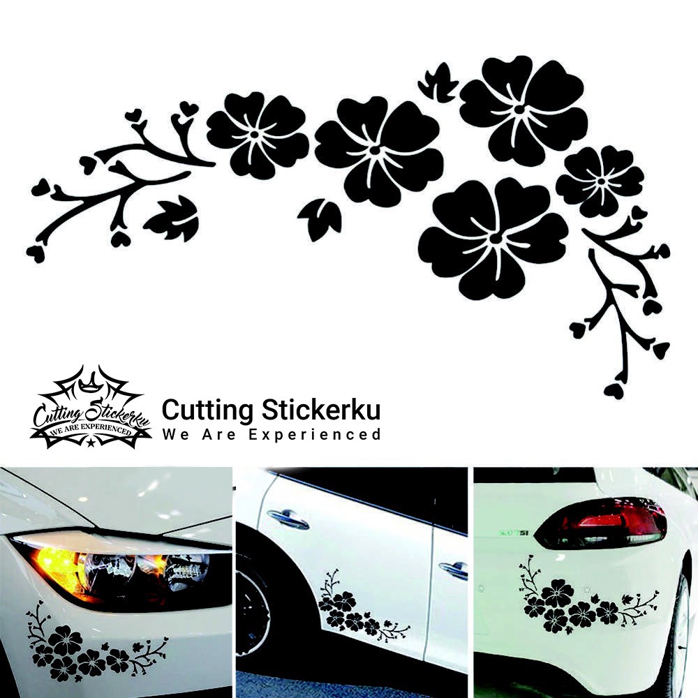 Cutting Stiker Flower Cute Variasi Motor Mobil Sticker Timbul Keren Nyala Dasbor Spakbor Visor Body Kaca Helm Laptop Hologram Reflective Tahan Air Bodi Samping Nama Jepang Aesthetic Pickup Anime Windshield