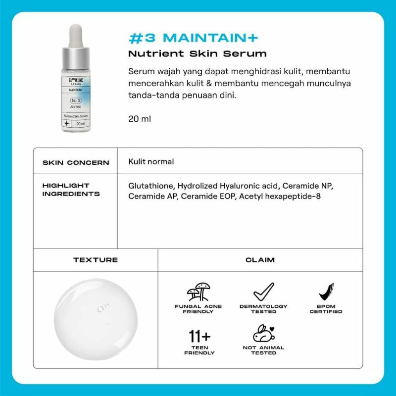 (Share in Jar) GLOWINC MAINTAIN + Nutrient Skin pH Balancer Cleanser Essence Toner Serum Moisturizer Cream