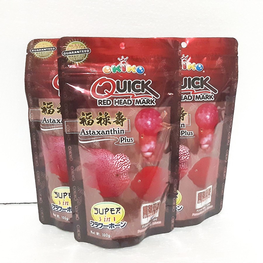 OKIKO QUICK Red Head Mark Uk. M Pellet Ikan LOUHAN Pakan Makanan Pelet