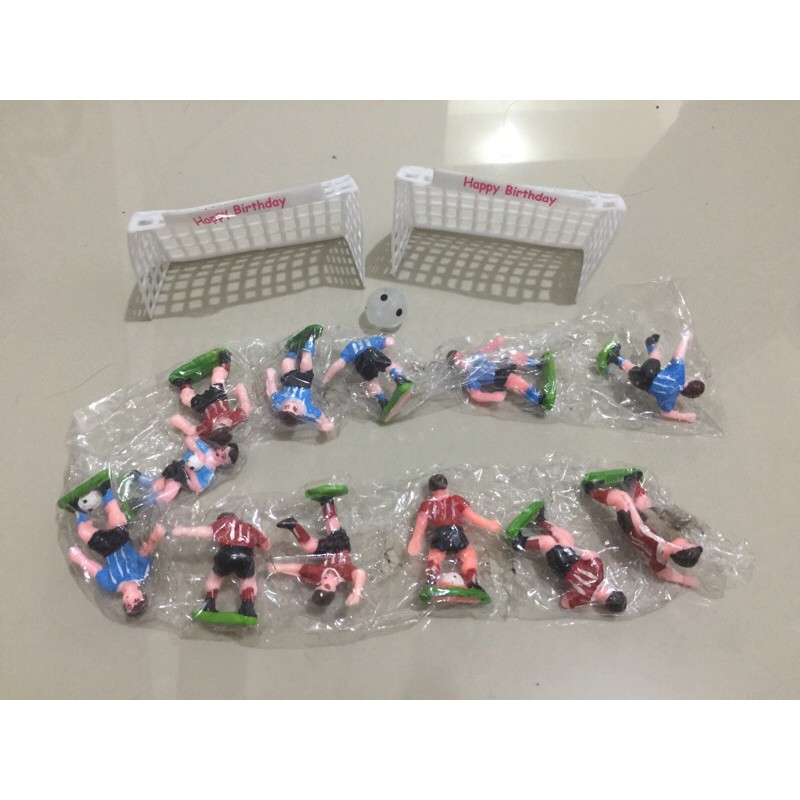 Topper Team Sepak bola Figure Set Figurine Hiasan Kue Tart Ulang Tahun