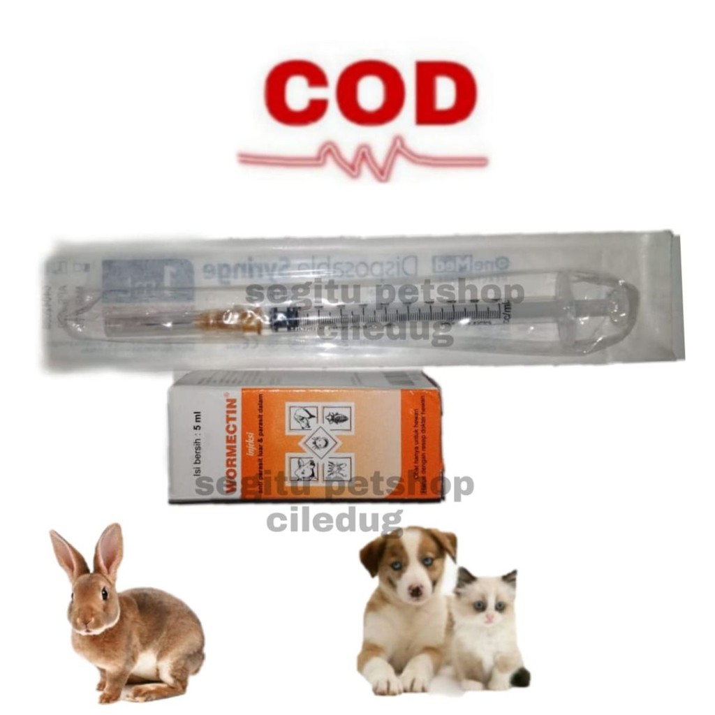 OBAT JAMUR SCABIES KUCING ANJING KELINCI HEWAN INJEKSI - WORMECTIN 5 ML