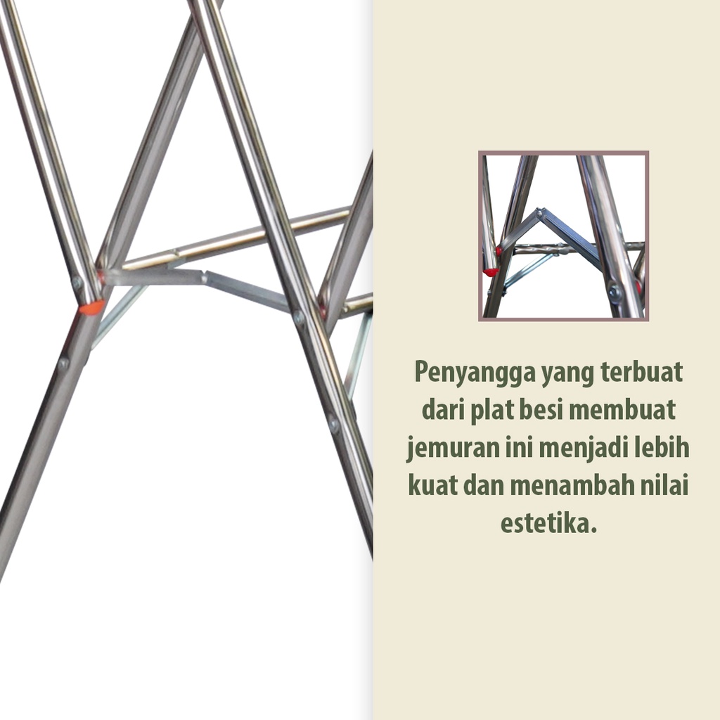 KB Jemuran Baju Pakaian Stainless Steel Stenlis A9  T 150cm P 180cm