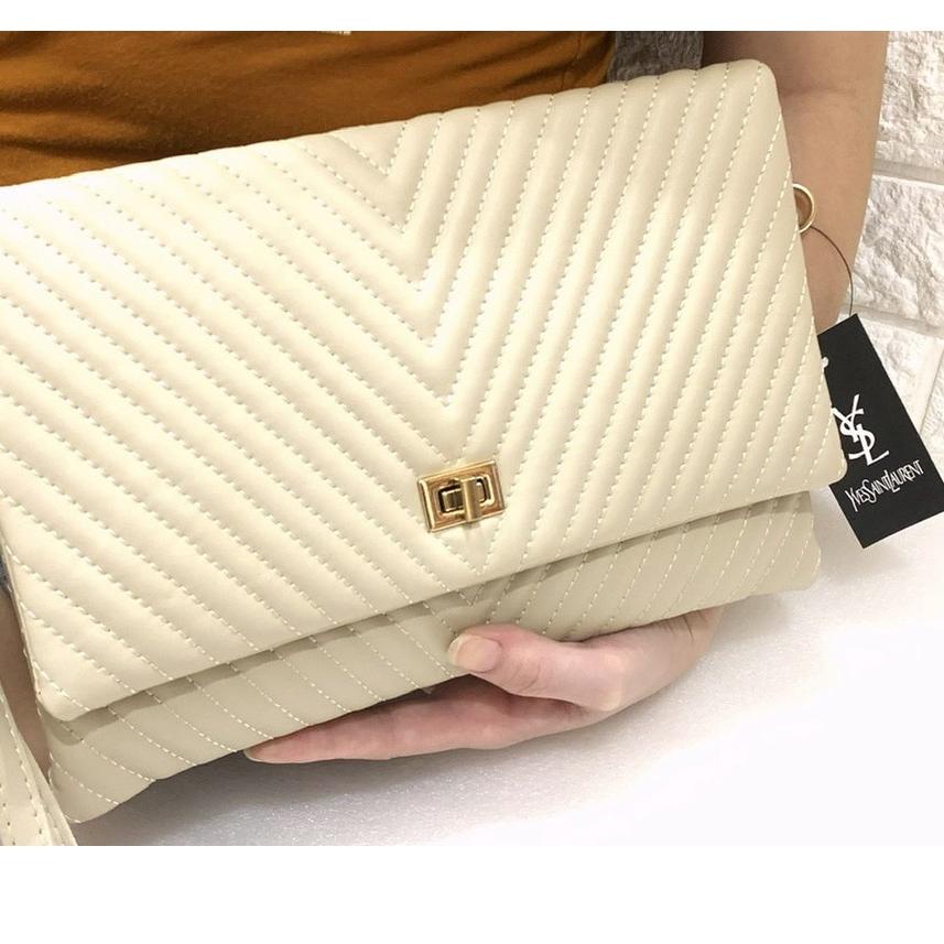 Paling Diminati SALE  TAS  WANITA CLUTCH chevron handbag wanita CHEVRON YSL IMPORT BATAM