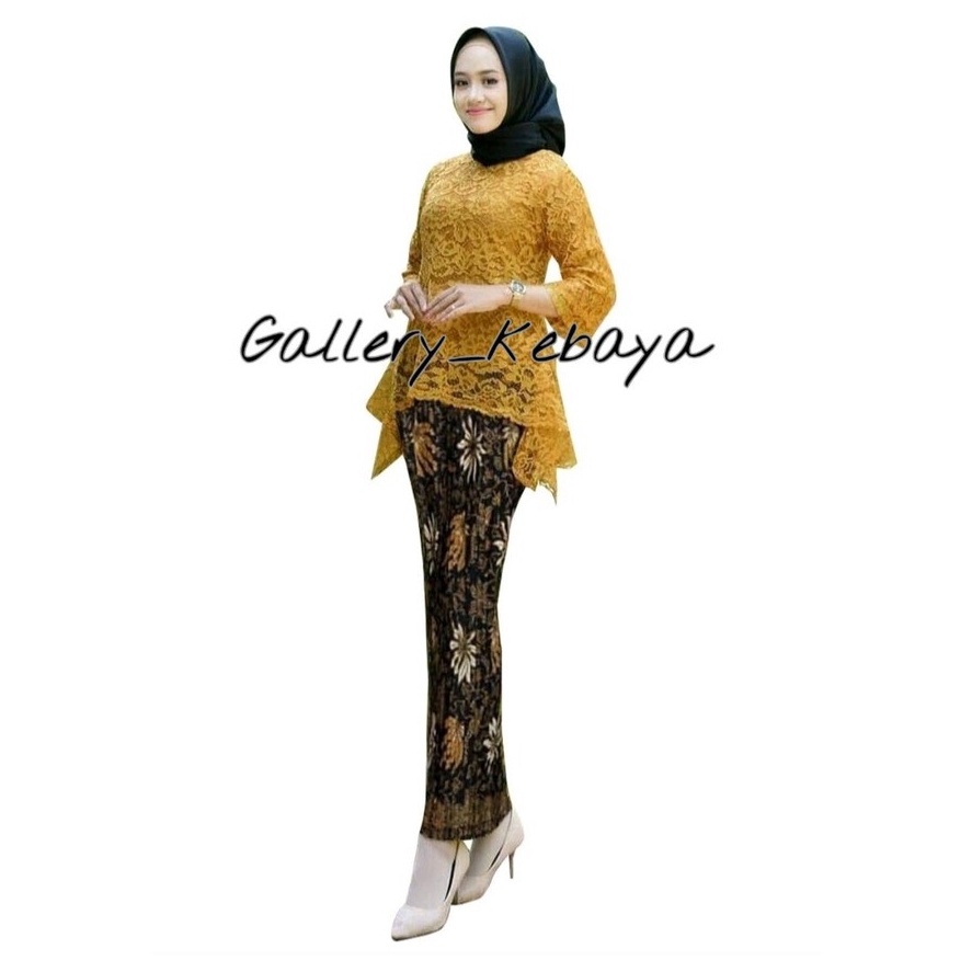 Real pict!!! Setelan kebaya brukat rinjani / kebaya brokat bianca / maroon / navy / abu / dusty/gold