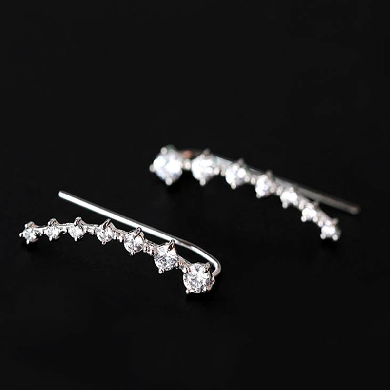 Anting Tusuk Gantung Desain Bintang Hias Berlian + Zircon Gaya Korea / Populer Berkilau Untuk Wanita