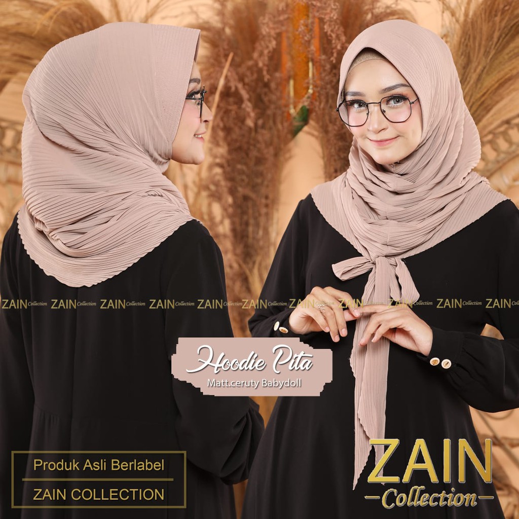 Jilbab Instan Hoodie Pita Plisket Ori Zain Collection-1