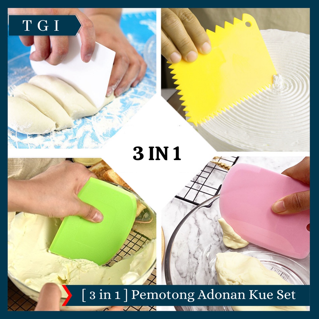 TGI - [3PCS] PISAU ADONAN KUE BUTTER CREAM SCRAPER DOUGH PEMOTONG KUE