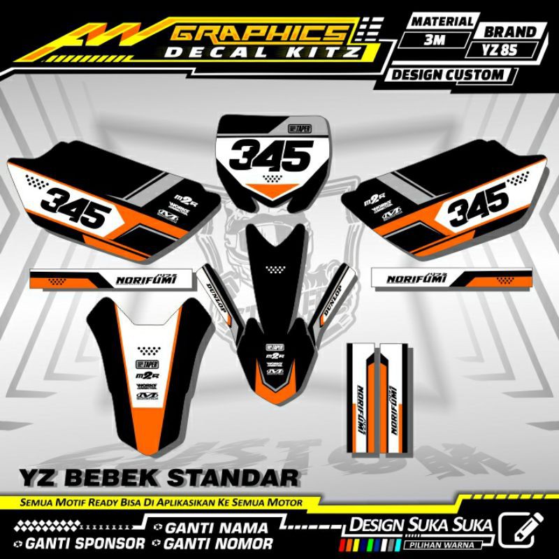 DECAL STIKER YZ 85 NEW BEBEK STANDAR - YZ 85 LAMA DESAIN CUSTOM