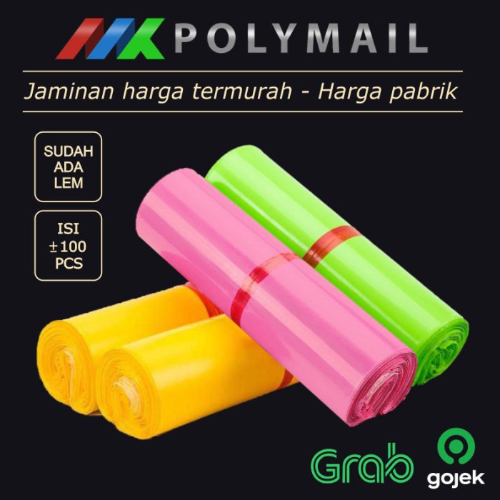 

Produk Polymailer Â±100Pcs Pink Hijau Kuning Ekonomis Plastik Packaging Hot Sale