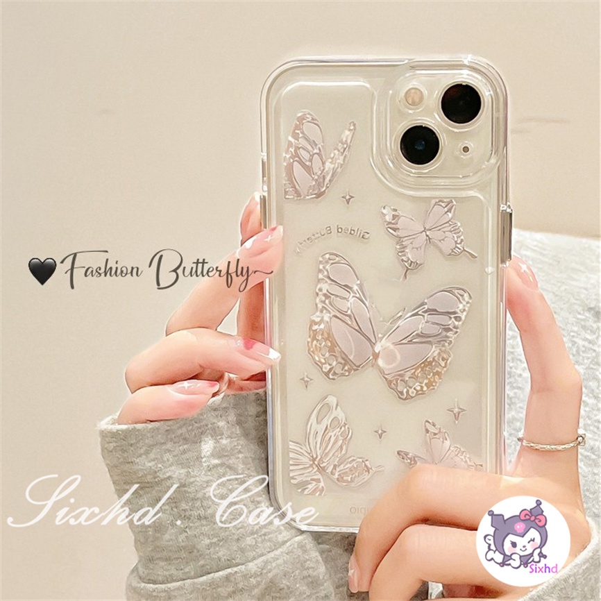 Redmi Note 12 11 11s 10 9 8 7Pro 12C 11A 10C 10A 10 9T 9C 9A 9 A2 A1 Xiaomi 11 Lite 11T 10T Poco M3 F3 X3 Pro Transparent Ins Butterfly Lens Protection Clear Soft Phone Case Cover