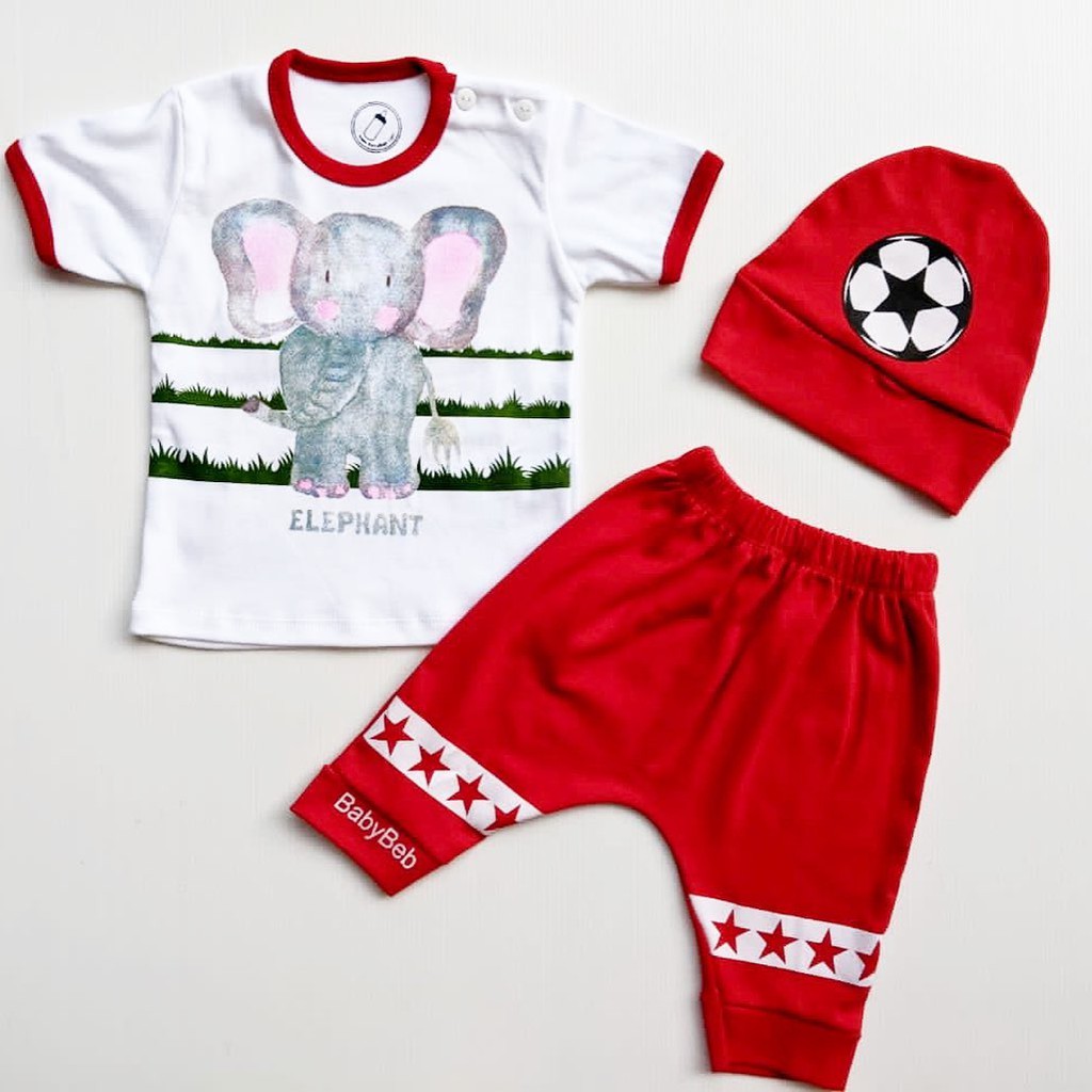 WATERCOLOR ELEPHANT Baju Setelan Kemeja Celana Topi Dasi Pergi Jalan Fashion Anak Bayi Cowok Laki