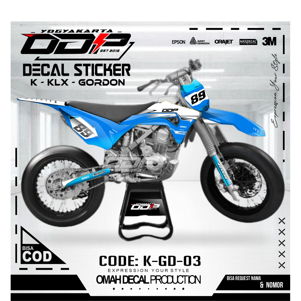 DECAL GORDON FULL BODY AKSESORIS VARIASI STICKER MOTOR KAWASAI KLX GORDONS DEKAL MOTIF SUPERMOTO STI