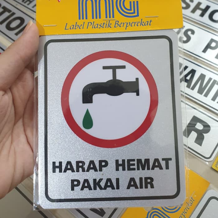 

Stiker Sticker Tempel tulisan Harap Hemat Pakai Air dengan Gambar Logo