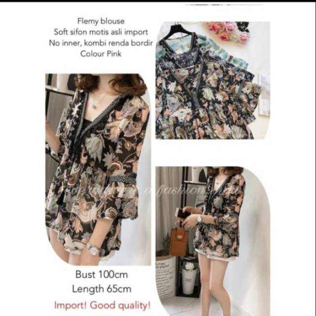Flemy Blouse import 2WARNA (Baju atasan wanita 0141) TBF