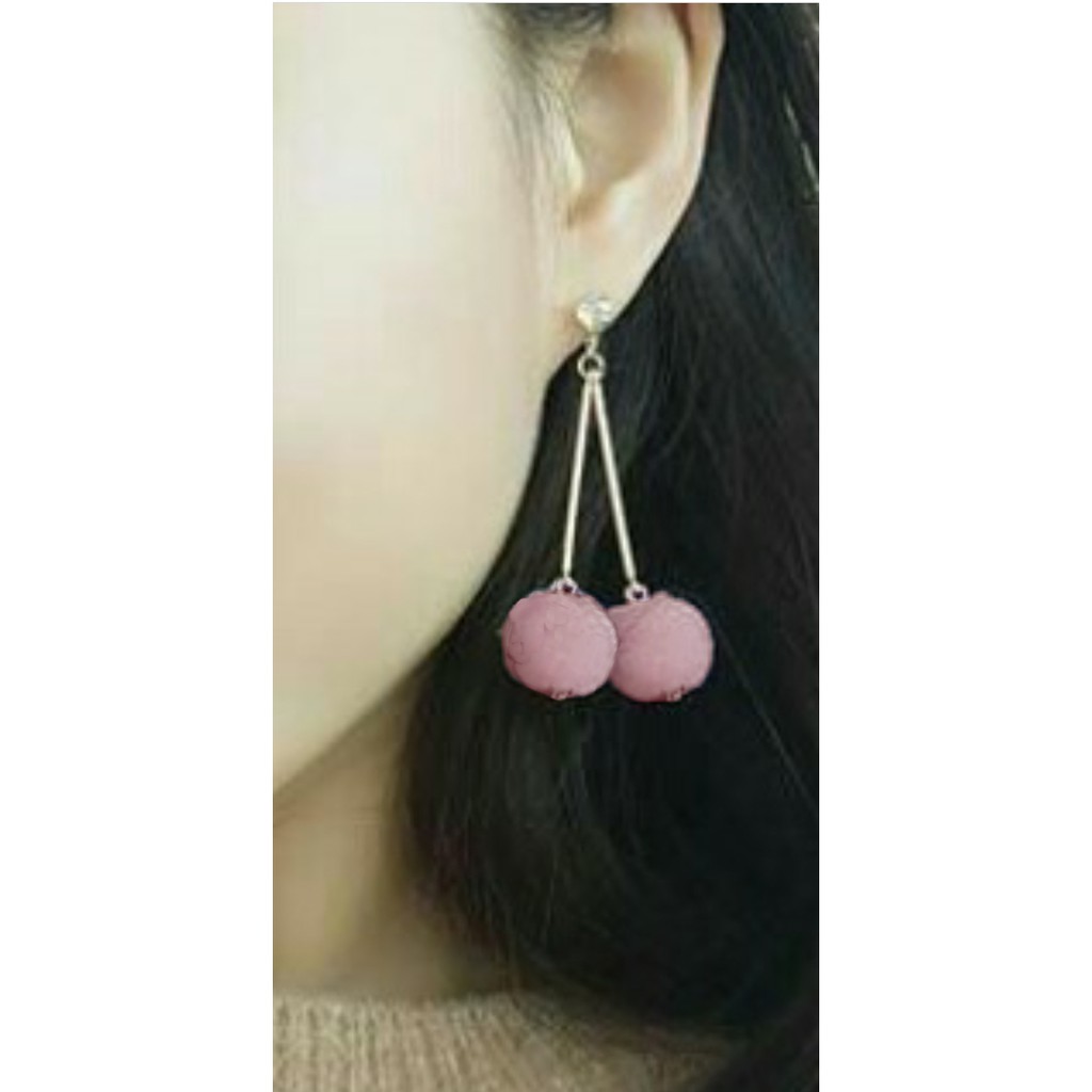 Anting Fashion Wanita Anting Korea StyleDuble Rantai Pompom Termurah MISS 111