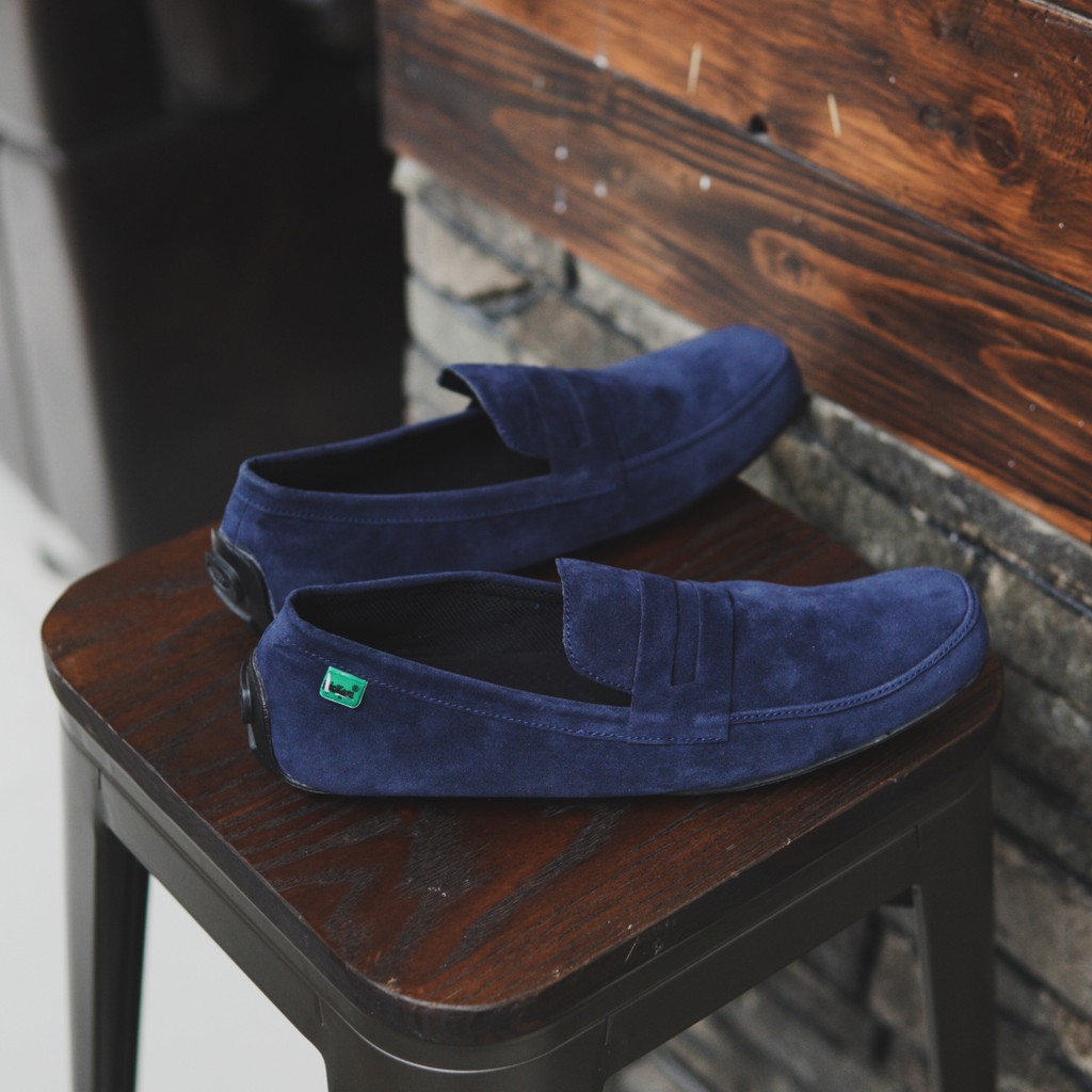 MS SHOP - CUCI GUDANG!! Shoes Kickers Jevlin Moccasin Suede Navy Sepatu Slip On Pria Selop Simple