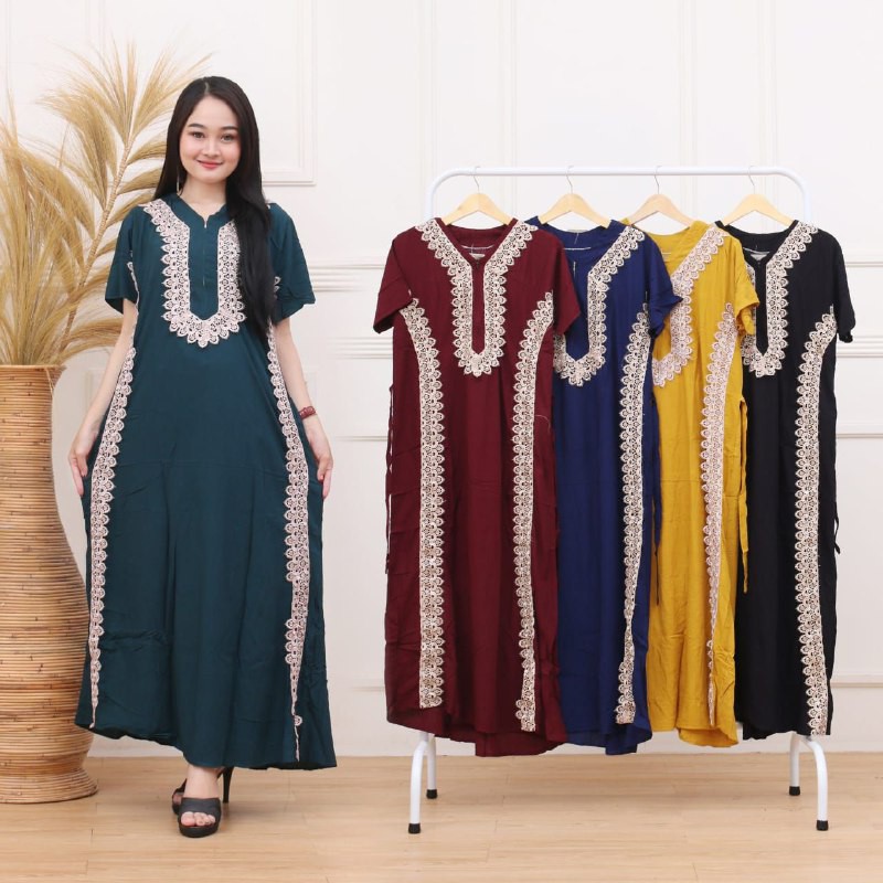 Flash Sale Dress Renda Stevia Busui - Dress Arab Busui Santung Tebal Adem - Dress Arab Lengan Pendek YByAX3sExqNW5