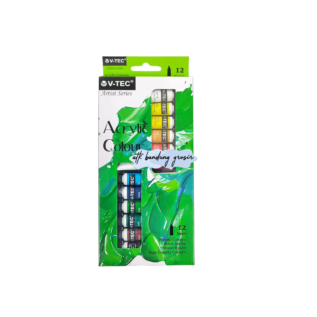 

Cat Akrilik V-TEC VT-612/A Acrylic Colours 12 Warna x 6 ML - Set