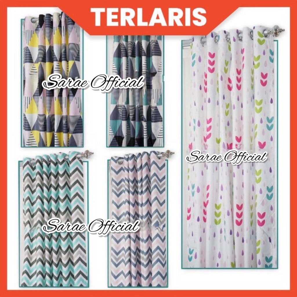 SARAE - Gorden Katun Murah Terlaris Blackout Hordeng Kain Minimalis Motif Baru Tinggi 200 dan 225cm
