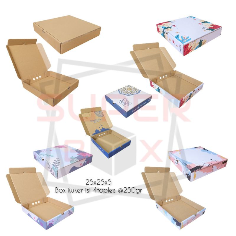 

Box Kuker 25x25x5cm Eid Mubarak (isi 4 toples 250gr)