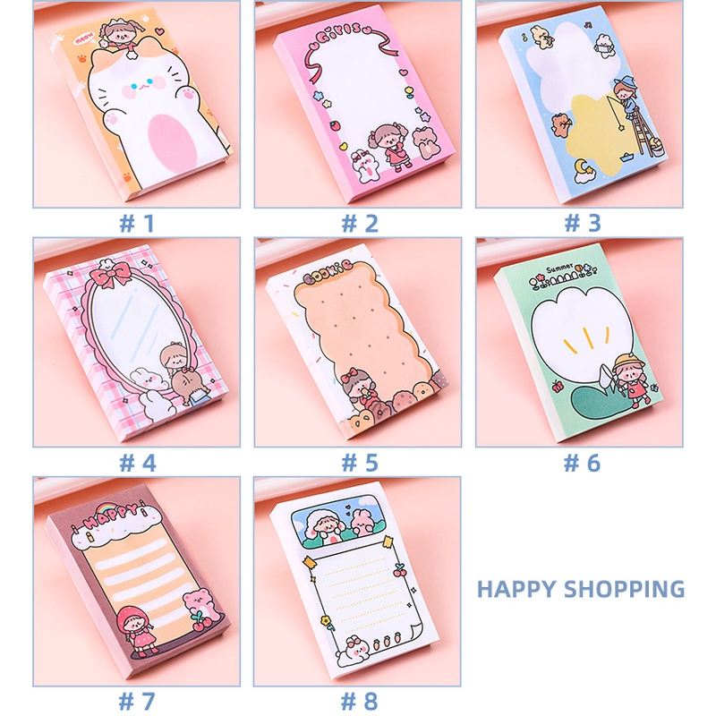 80 Lembar Sticky Notes Portable Motif Kartun Lucu Untuk Dekorasi