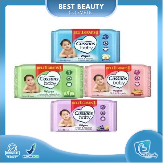 ★ BB ★ Cussons Baby Wipes - Tisu Basah Bayi - Ganti Popok 45's X2