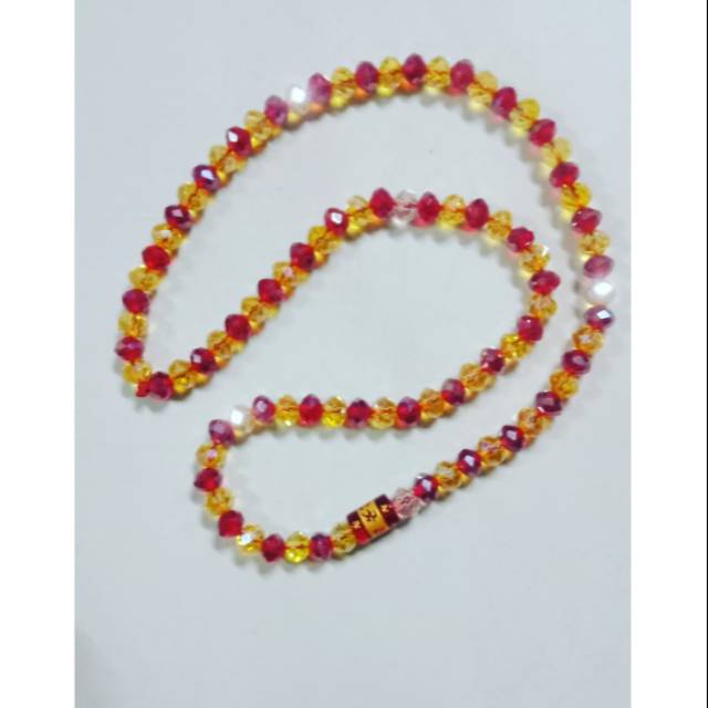 Kalung kristal om mani padme hum kuning merah