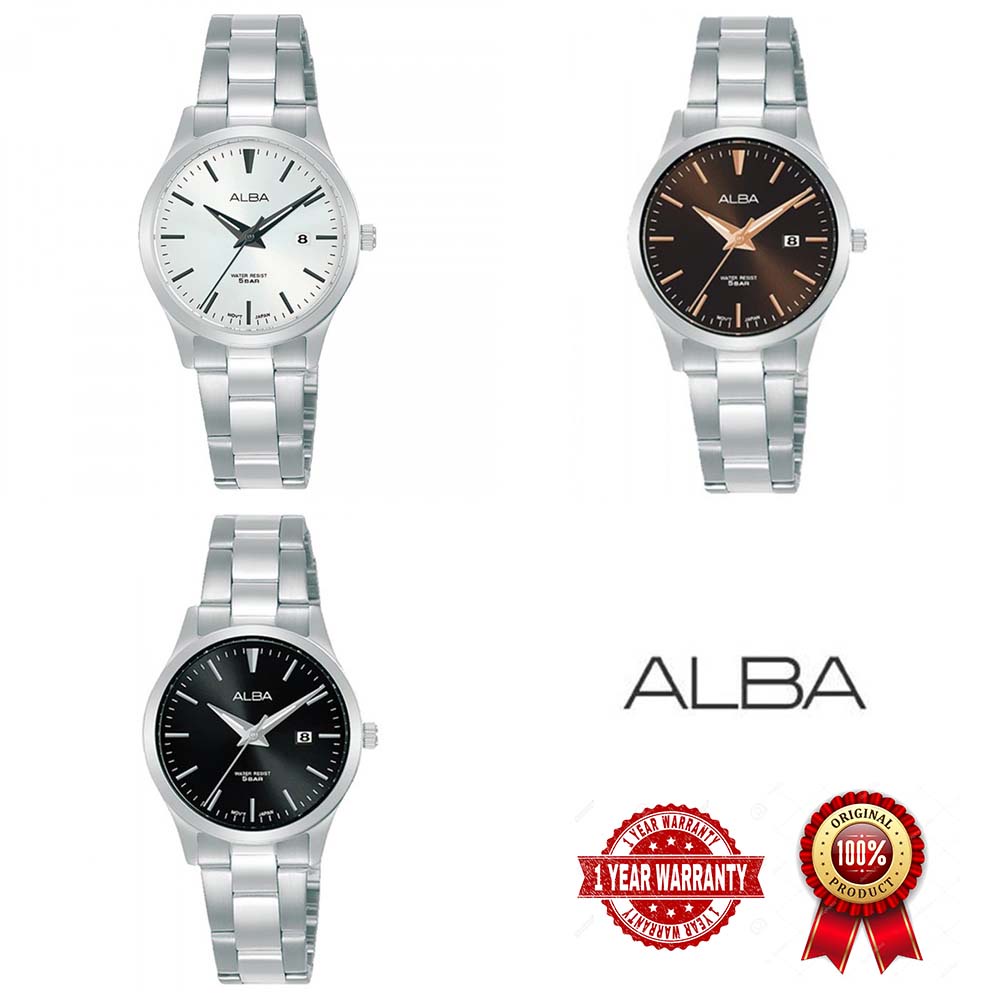 Jam Tangan ALBA Wanita Stainless Steel Classic Fitur Tanggal Original Bergaransi Resmi 1 Tahun AH7X9