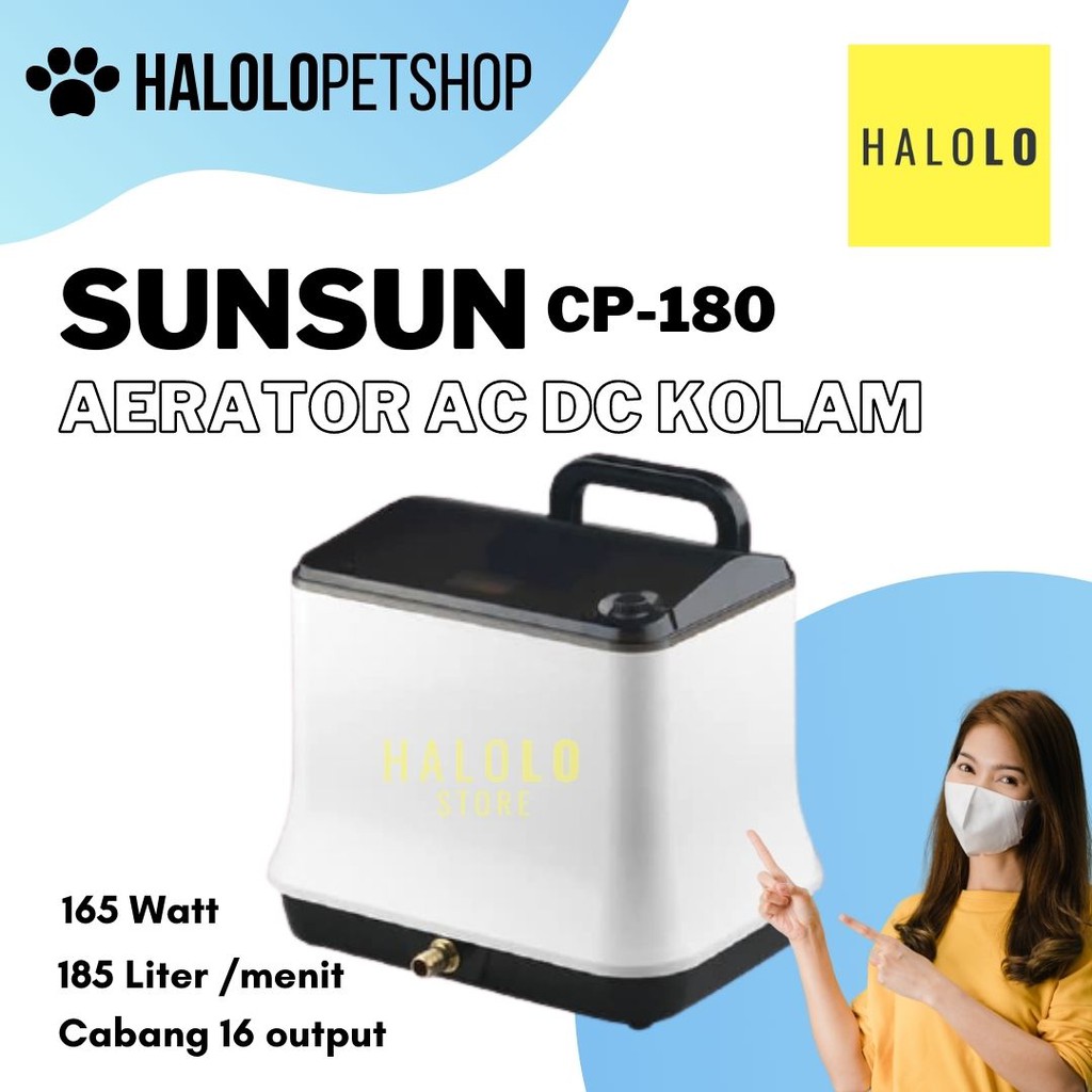 Aerator AC DC Kolam SUNSUN CP 180 Pompa Udara Kapasitas Besar Air Pump